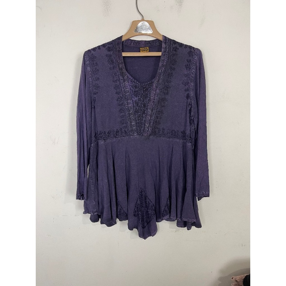 GEETA‎ Women Shirt Medium Purple Fairy Babydoll Whimsigoth Jewel Tone Renn Faire